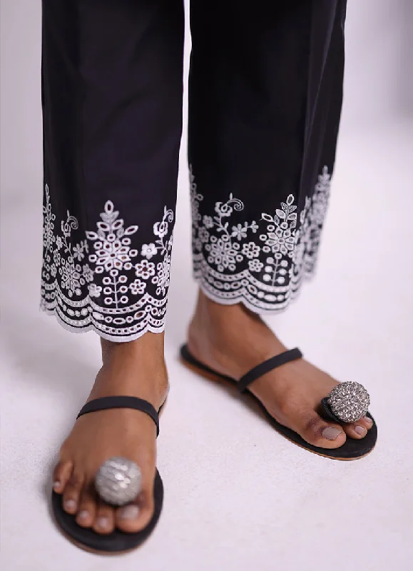 Scalloped Cut Embroidered Pants