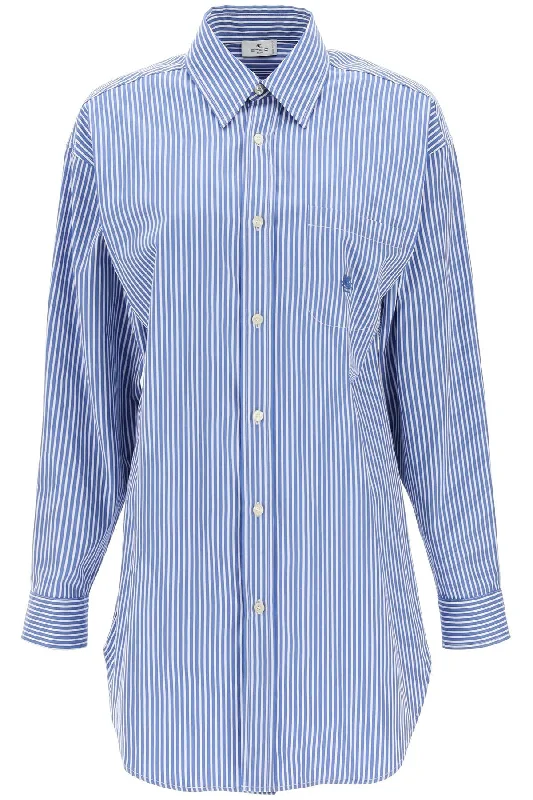 Etro striped poplin shirt 19385 3880 BLUE