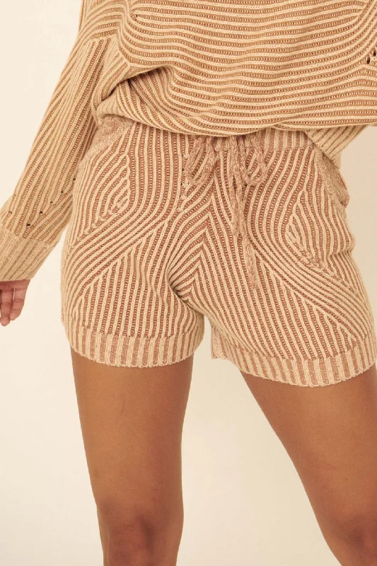 Feeling Right Two-Tone Rib-Knit Sweater Shorts