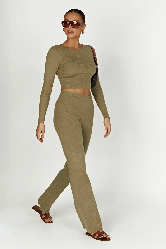 Haisley Long Sleeve Knit Top - Olive