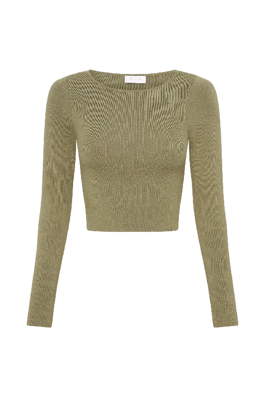 Haisley Long Sleeve Knit Top - Olive