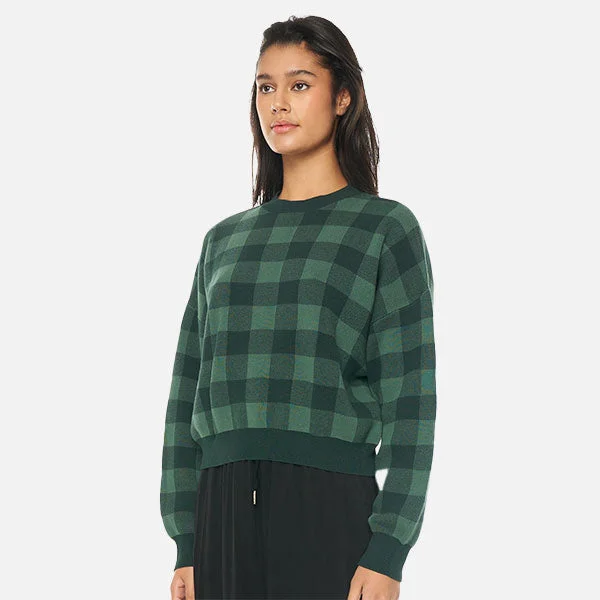 Huffer Melrose Intarsia Crop Knit - Forest