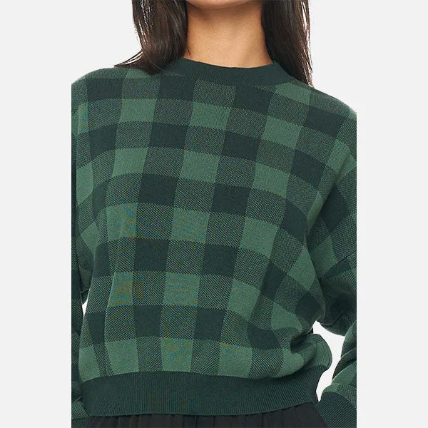 Huffer Melrose Intarsia Crop Knit - Forest