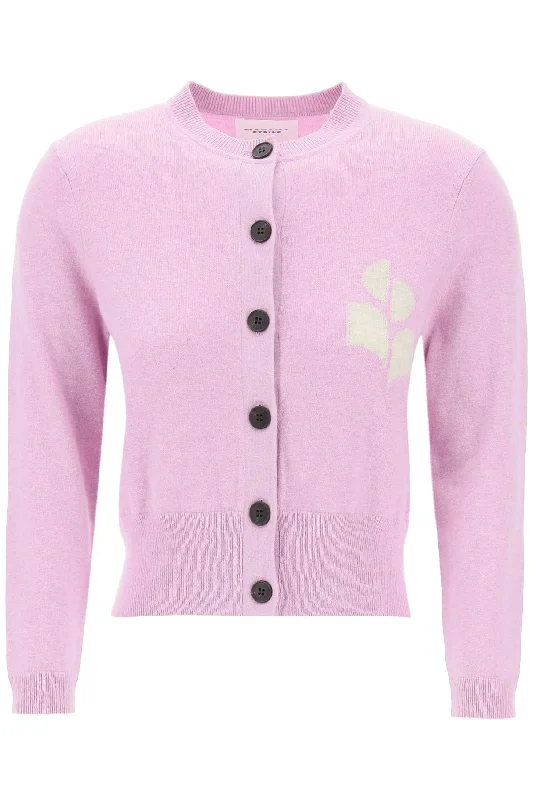 Isabel marant etoile newton cardigan with logo intarsia CA0040FA A1X05E LILAC