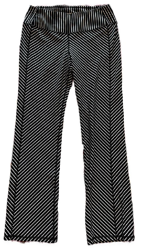 Jofit Stretch Straight Leg Mid-Rise Black & White Angled Stripe Pant Size L