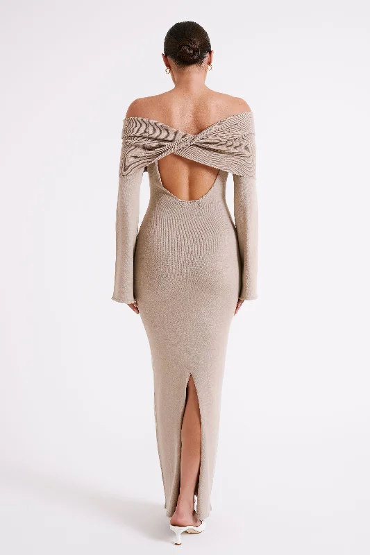 Kenny Long Sleeve Knit Dress - Taupe