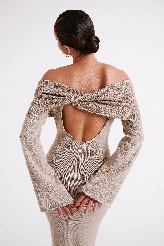 Kenny Long Sleeve Knit Dress - Taupe