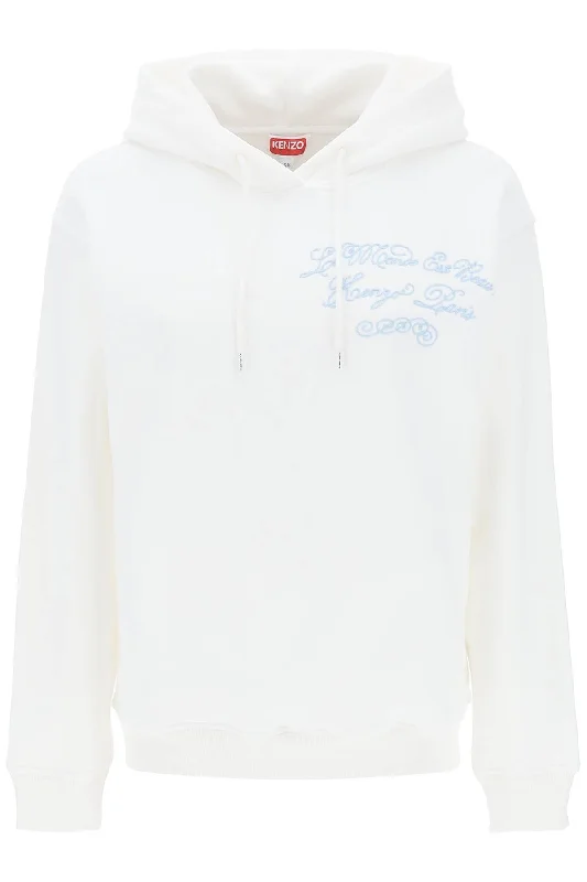 Kenzo kenzo world embroidered hoodie FD62SW0674MB BLANC CASSE