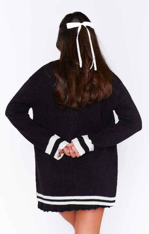 Lambert Cardigan ~ Black Varsity Stripe Knit