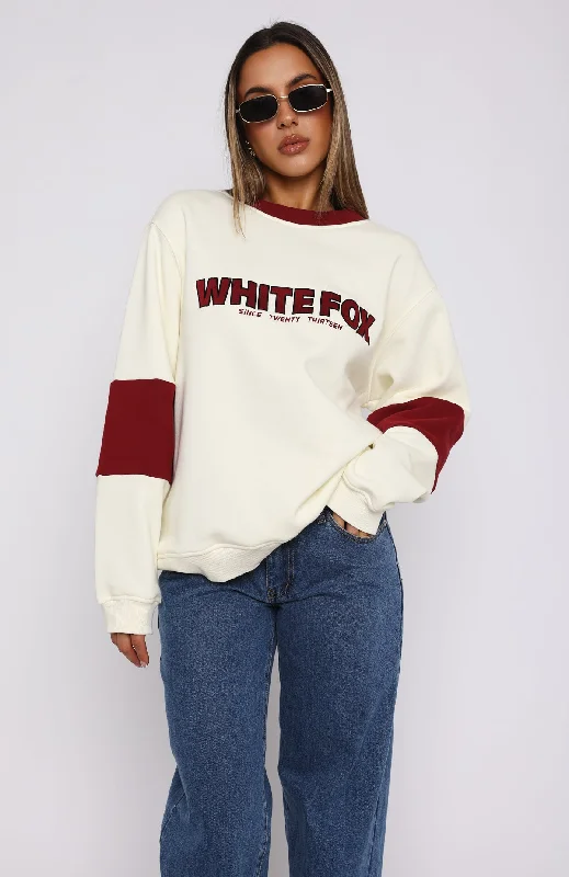 Let It Be Known Oversized Sweater Cream/Red