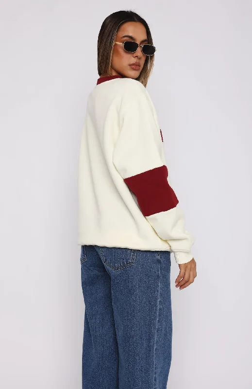 Let It Be Known Oversized Sweater Cream/Red