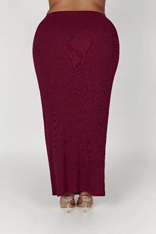 Maribelle Knit Maxi Skirt - Wine