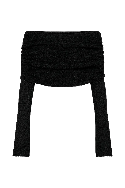 Marisol Off Shoulder Boucle Top - Black