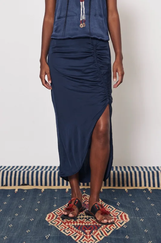 Pebble Satin Midnight Pretoria Midi Skirt