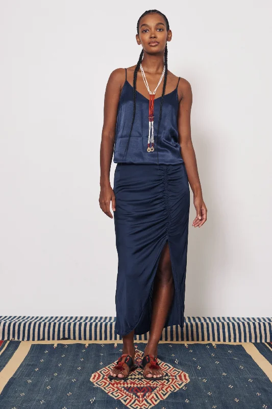 Pebble Satin Midnight Pretoria Midi Skirt