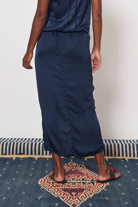 Pebble Satin Midnight Pretoria Midi Skirt