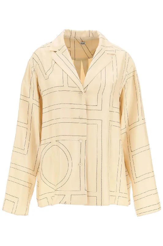 monogram silk pajama top 213 755 707 IVORY MONOGRAM