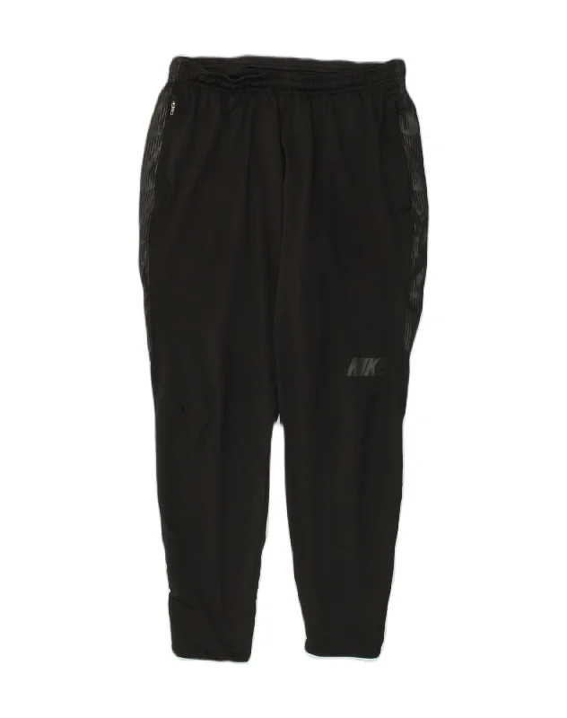 NIKE Womens Dri Fit Tracksuit Trousers UK 12 Medium Black Polyester