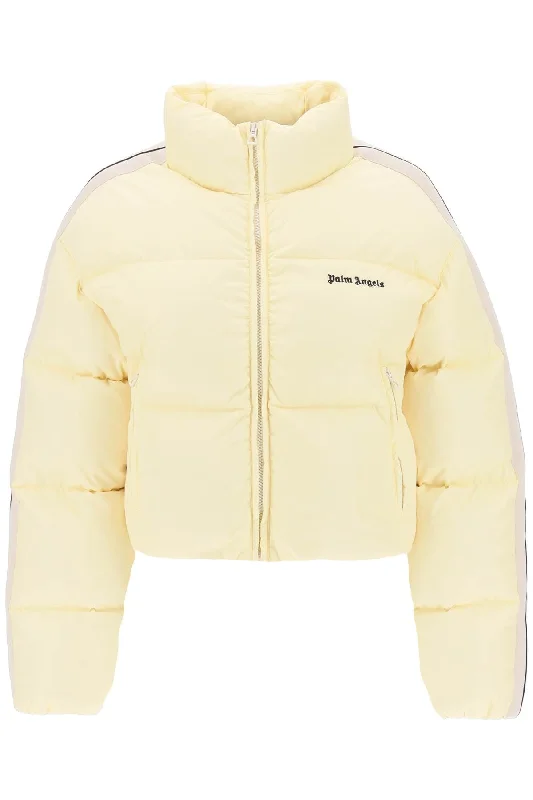 Palm angels cropped puffer jacket with bands on sleeves PWED018F23FAB001 BUTTER BLACK