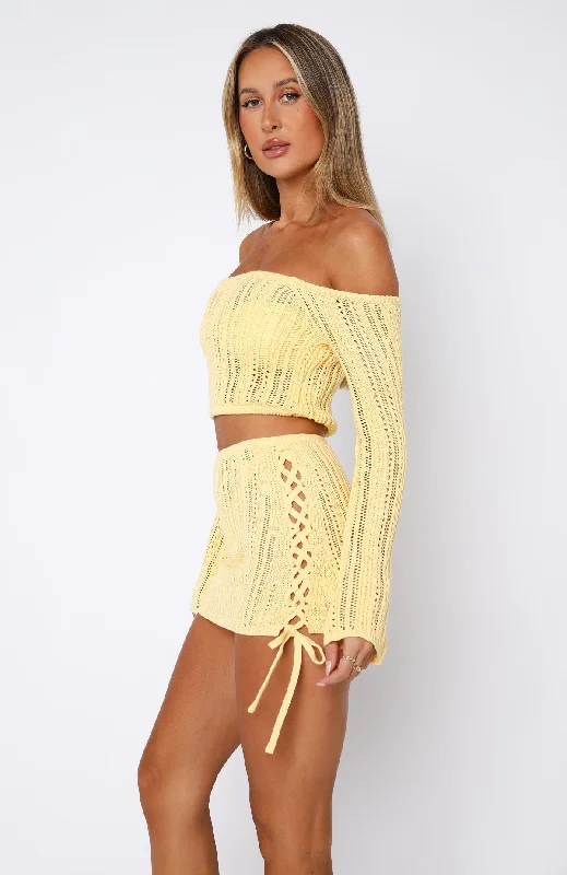 Perfect Timing Crochet Mini Skirt Lemon