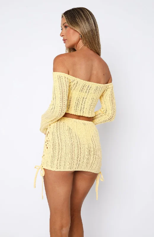 Perfect Timing Crochet Mini Skirt Lemon