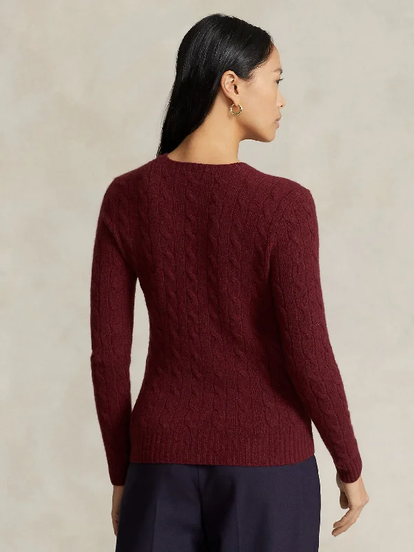 Maglia a Trecce in Misto Cashmere Vinaccia