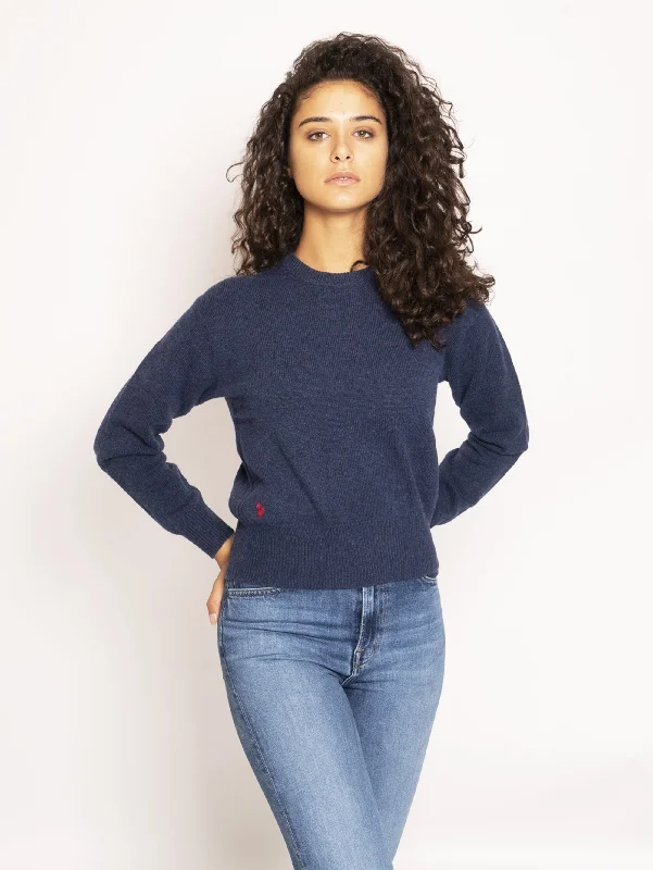 Maglia Girocollo in Lana e Cashmere - Blu