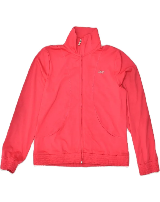 REEBOK Womens Tracksuit Top Jacket UK 12 Medium  Pink Polyester