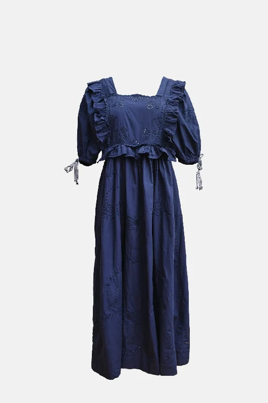 Rhea Dress Navy Broderie