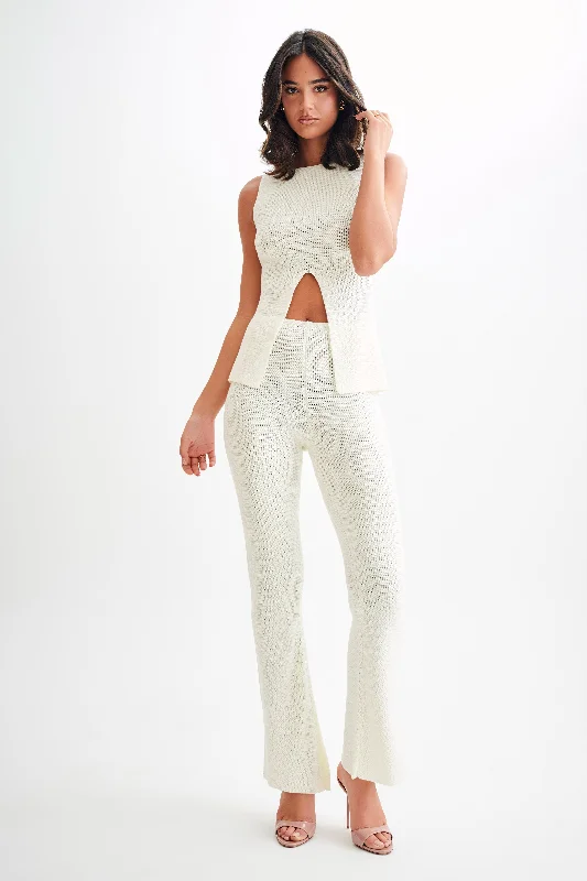 Ridley Straight Leg Knit Pant - Ivory