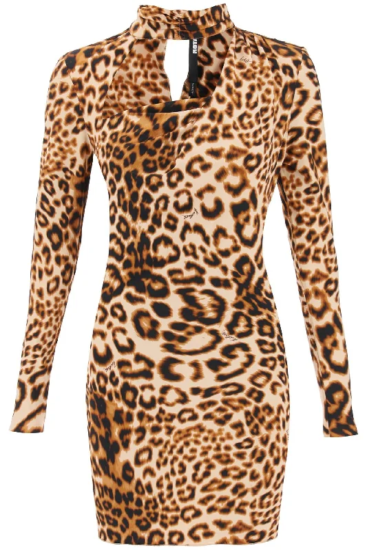 Rotate leopard printed jersey mini dress 1112892823 ALMOND COMB