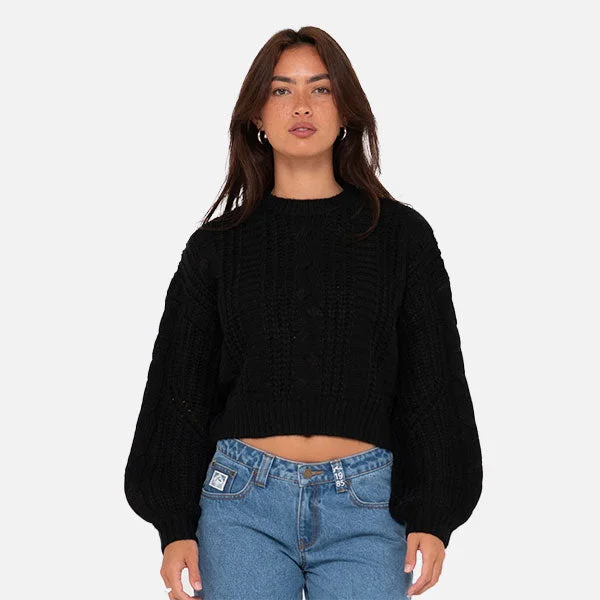 Rusty Folktale Crop Chunky Knit - Black