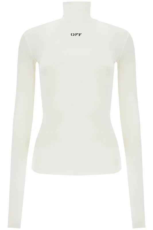 second skin long sleeve turtleneck top OWAD122C99JER003 WHITE BLACK