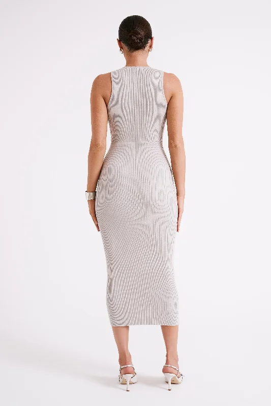 Sienna Knit Midi Dress - Grey