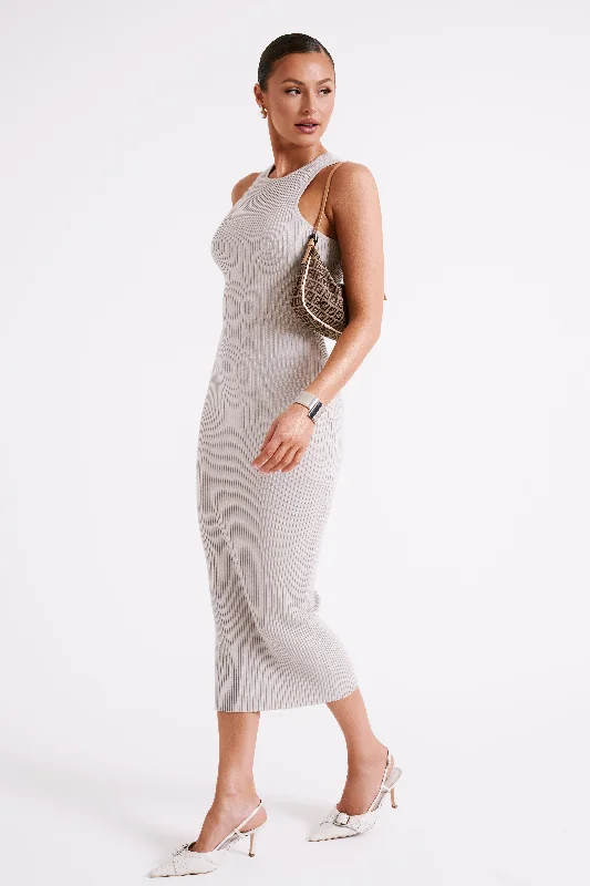 Sienna Knit Midi Dress - Grey