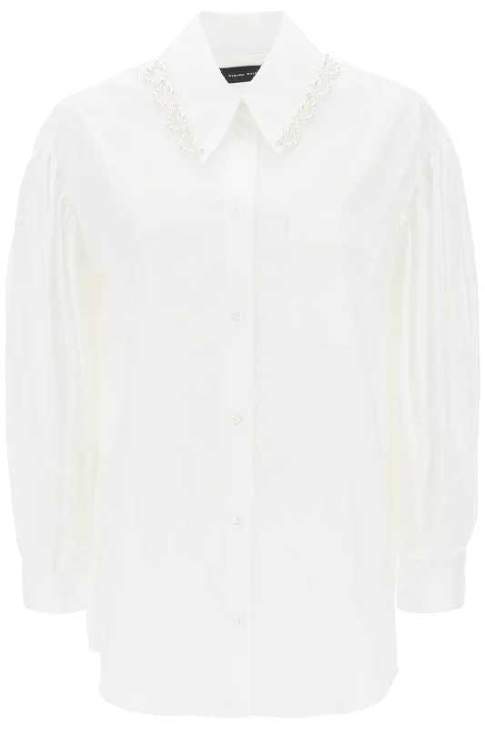 Simone rocha puff sleeve shirt with embellishment 5191B 1025 WHITE PEARL CLEAR