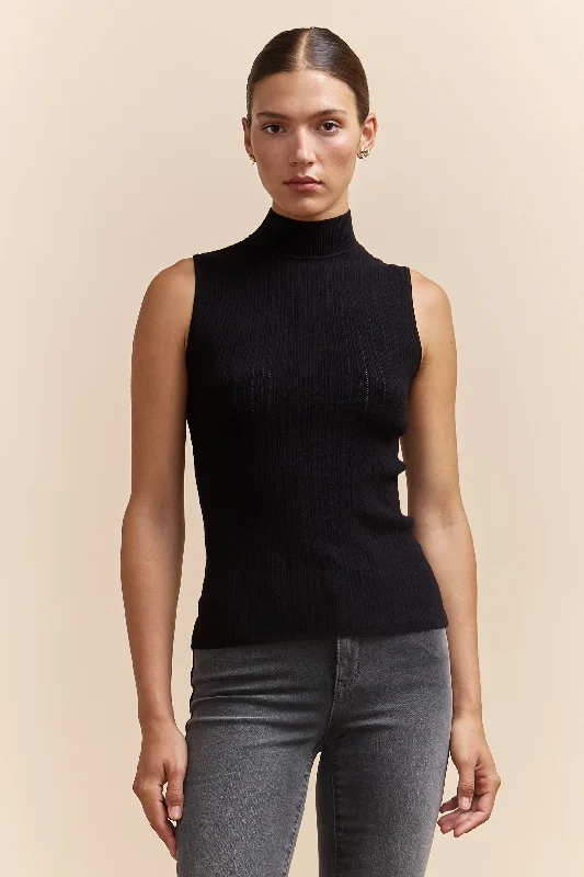 Sleeveless sweater with mock neck