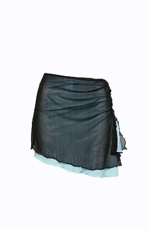 Taytum Blue Contrast Mesh Mini Skirt