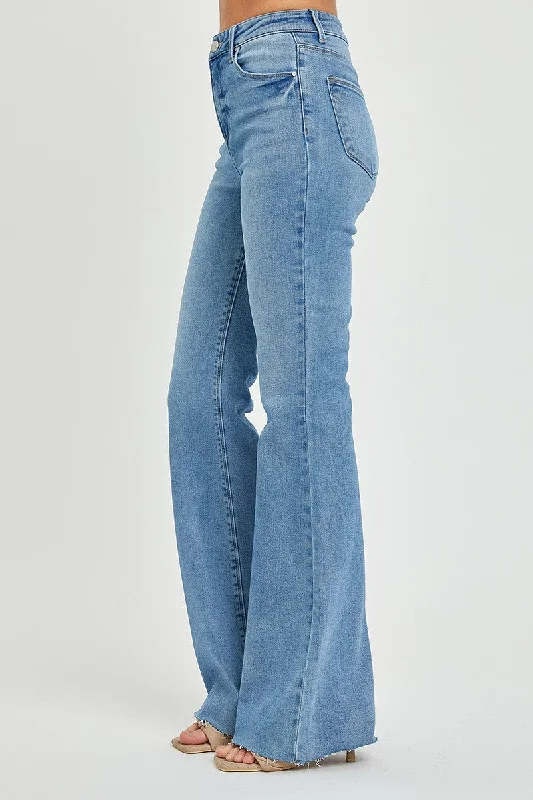 The Strut High Rise Raw Cut Hem Bootcut Jeans