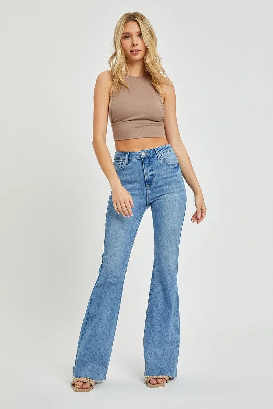 The Strut High Rise Raw Cut Hem Bootcut Jeans