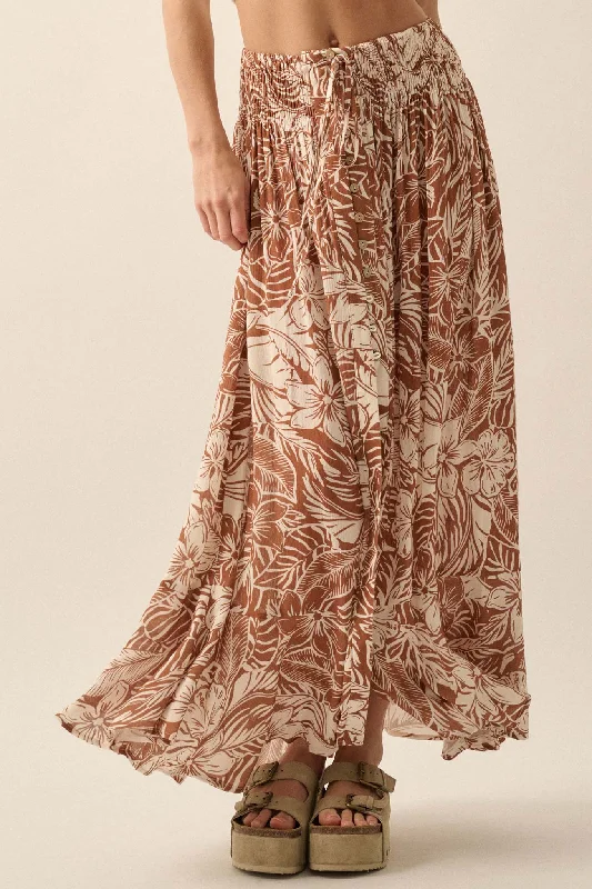 Tropical Treasure Floral Button-Front Maxi Skirt