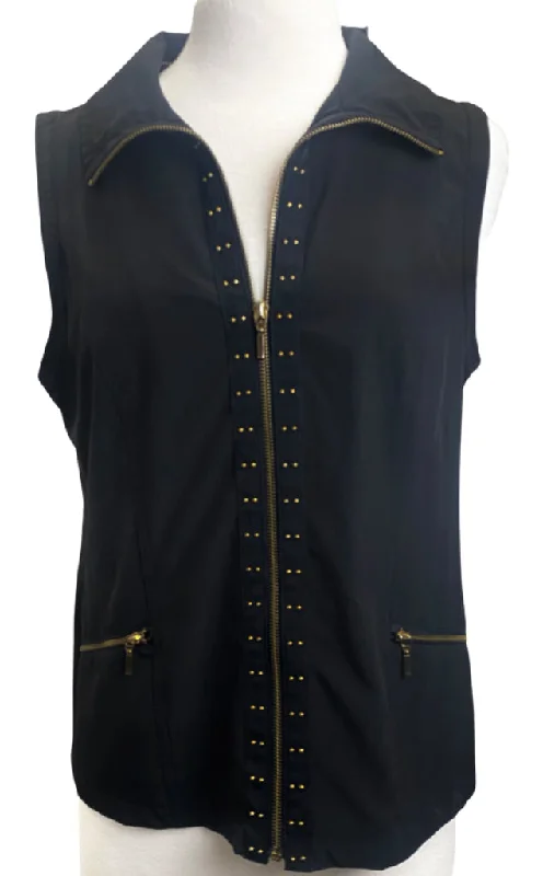 Zenergy Full-zip Black Vest with Gold Details Size M  MSP$89