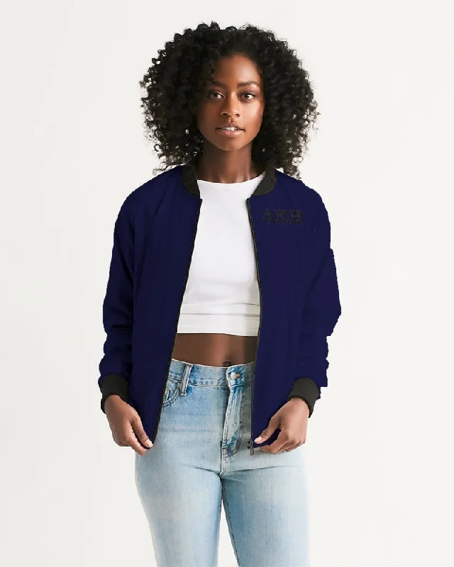 AKH Navy Blue & Black Women's Bomber Jacket